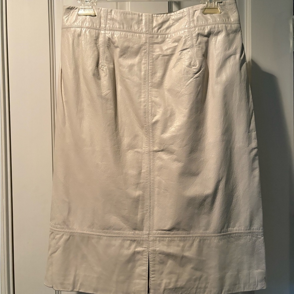 Bagatelle Cream Leather Pencil Skirt